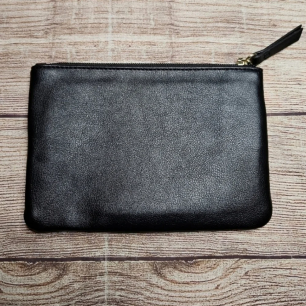 Juicy Couture black faux leather cosmetic clutch bag